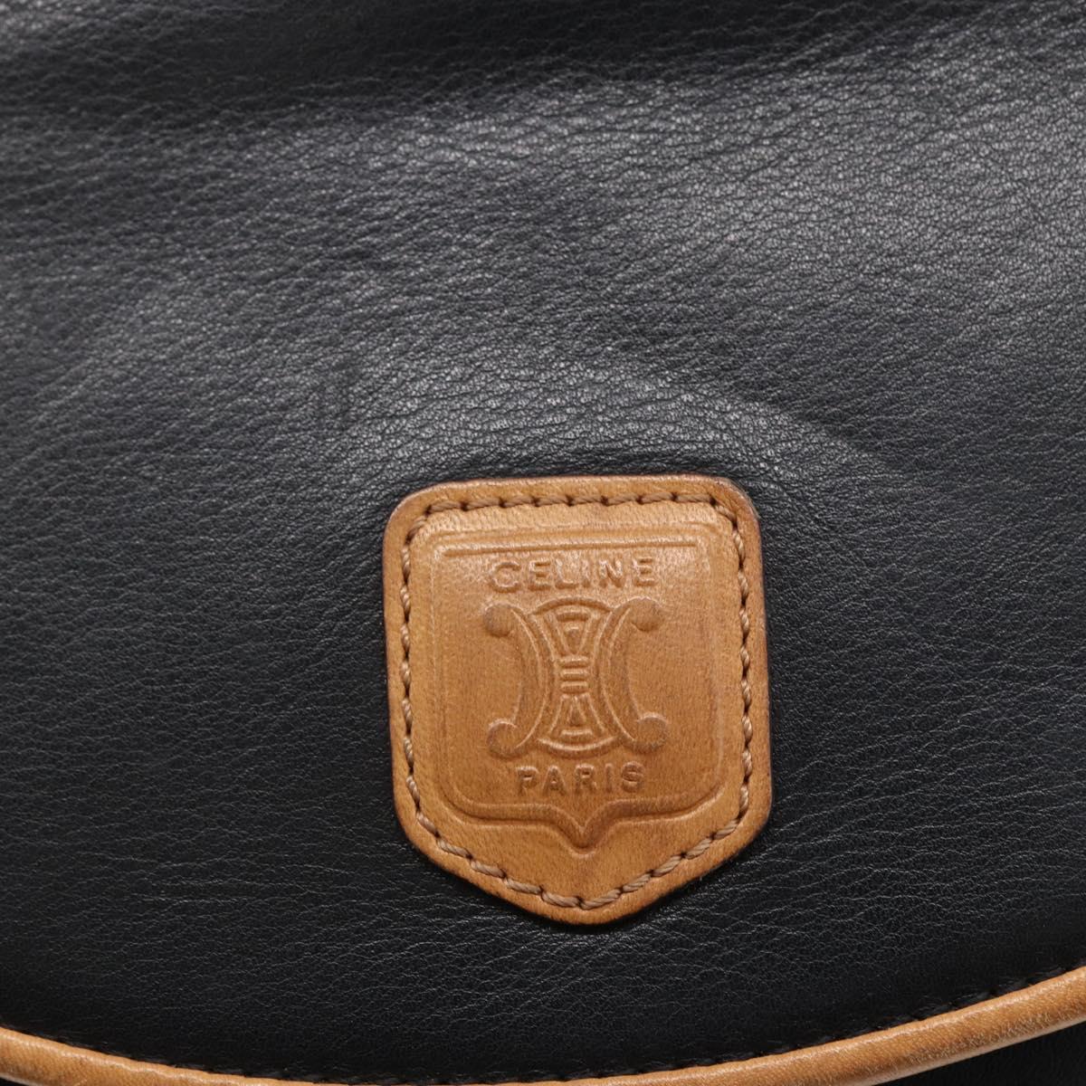 CELINE Shoulder Bag Leather Black Gold Auth ep10956