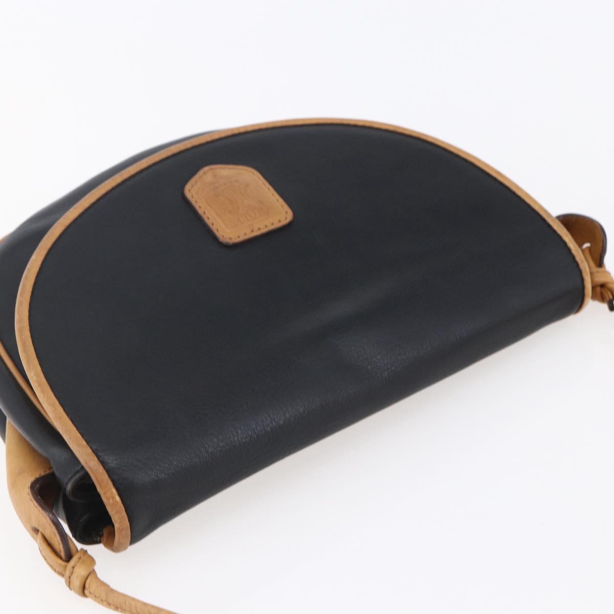 CELINE Shoulder Bag Leather Black Gold Auth ep10956
