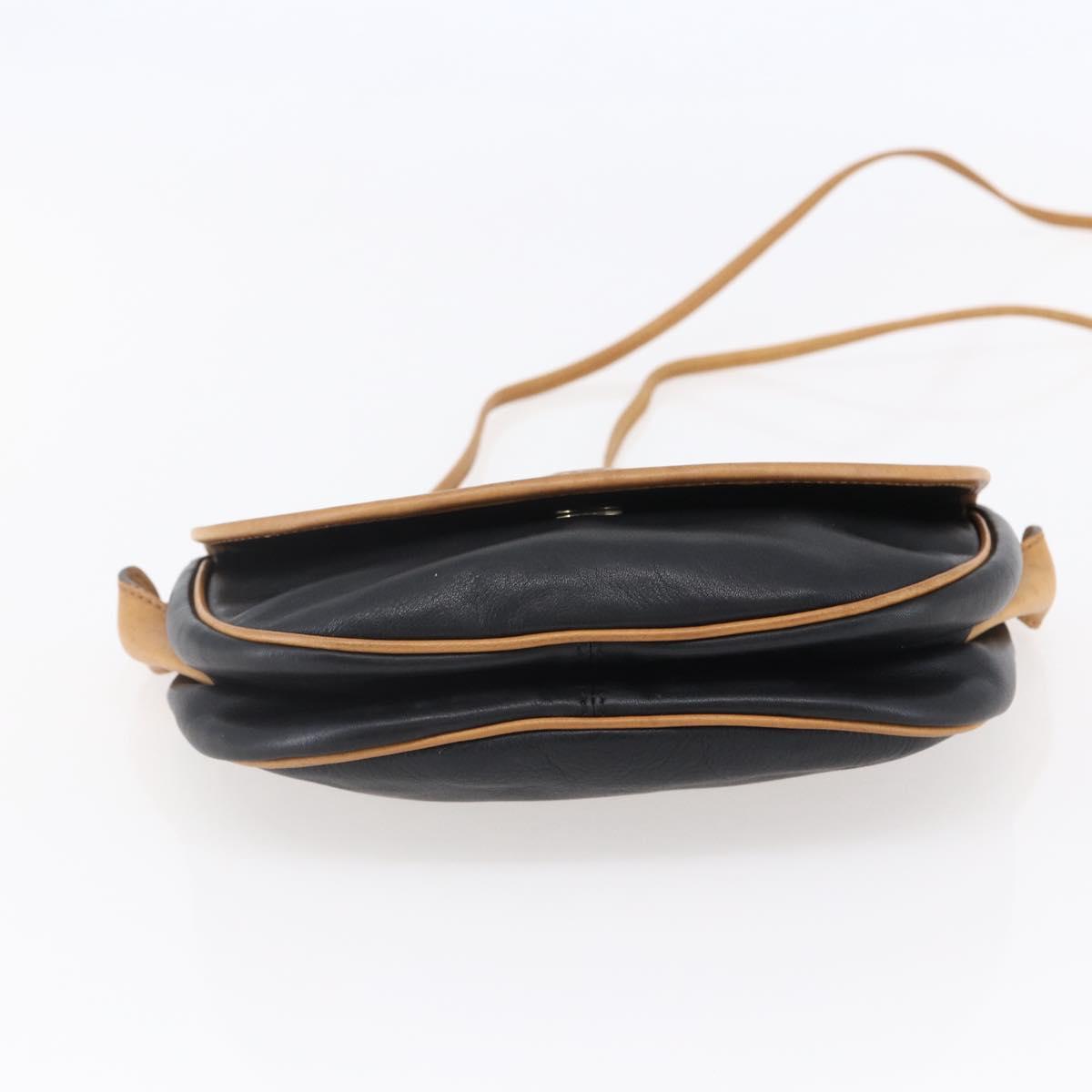 CELINE Shoulder Bag Leather Black Gold Auth ep10956