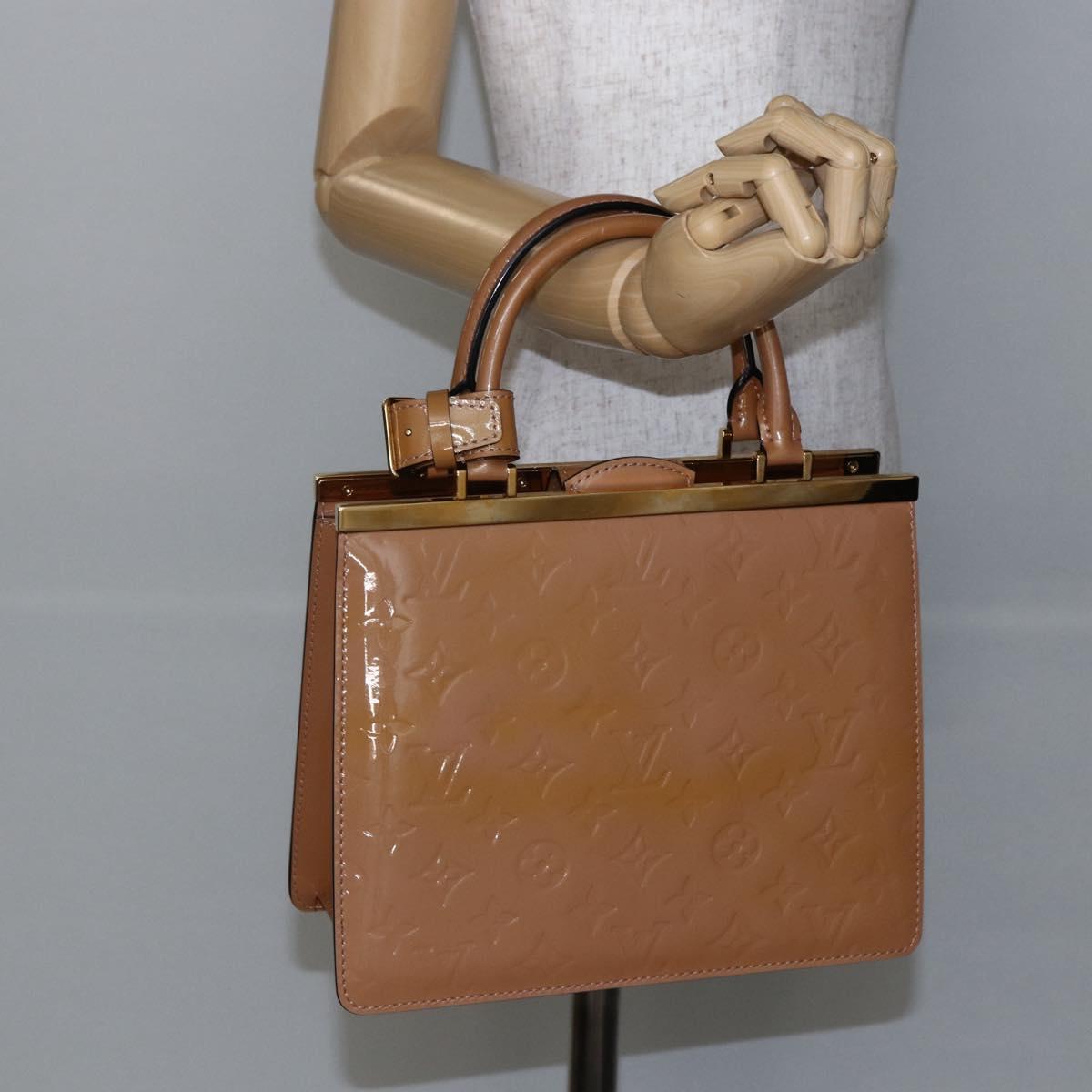 LOUIS VUITTON Monogram Vernis Desu PM Hand Bag Rose Velours M91596 Auth ep10958