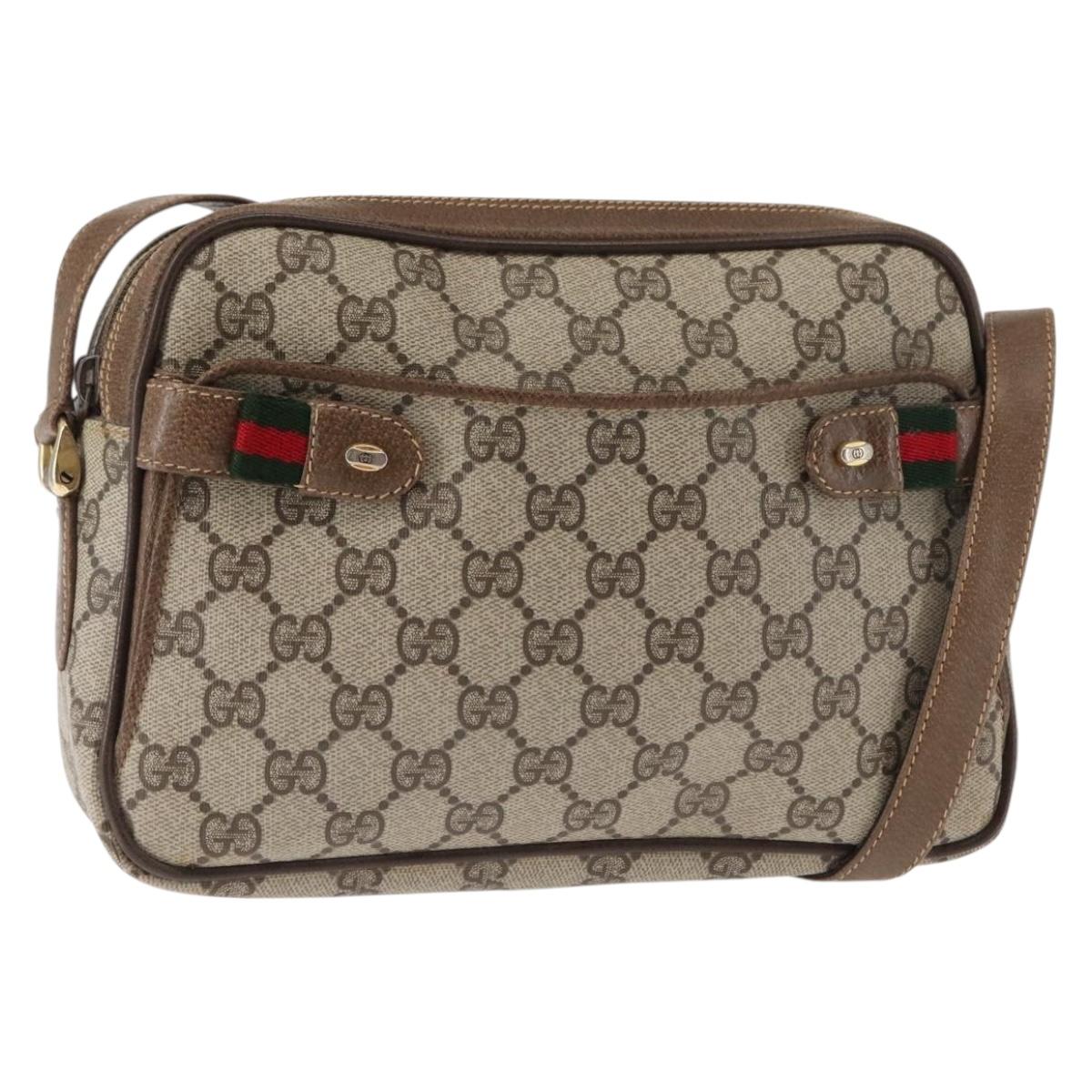 GUCCI GG Supreme Web Sherry Line Bag PVC Beige Gold 904 02 049 Auth ep10959