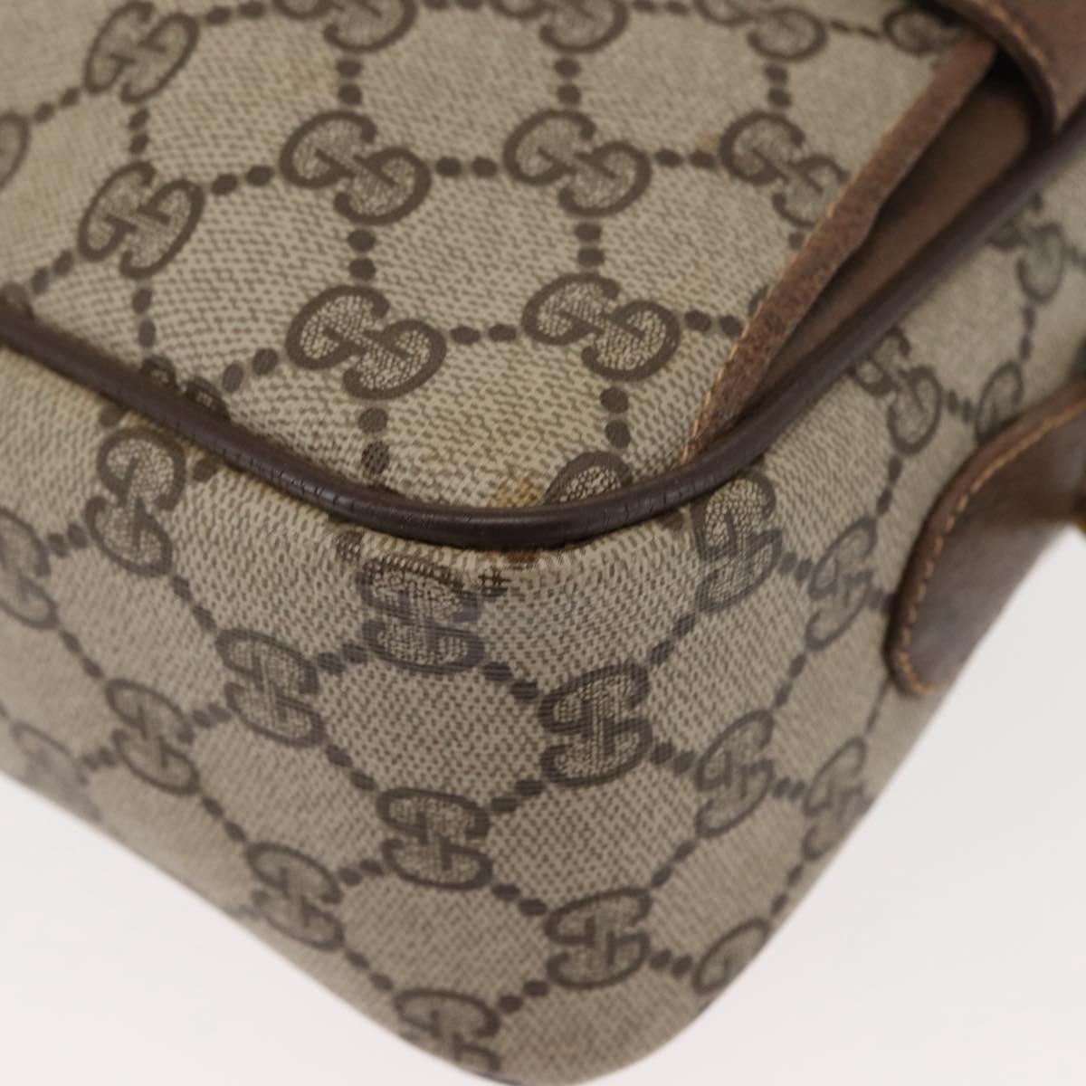GUCCI GG Supreme Web Sherry Line Bag PVC Beige Gold 904 02 049 Auth ep10959