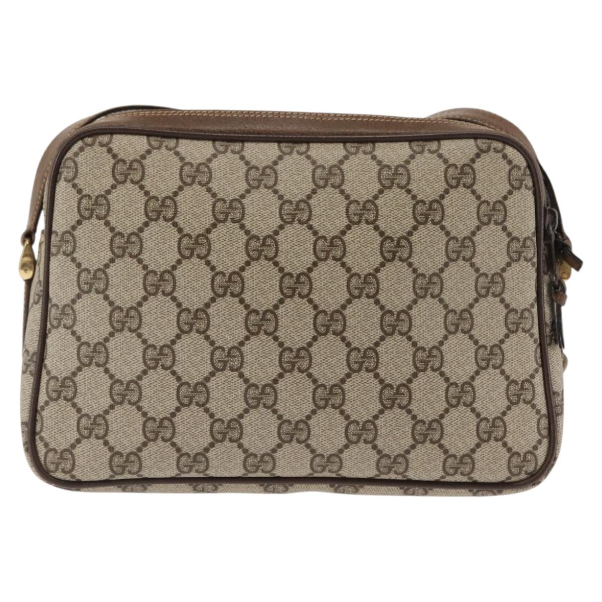 GUCCI GG Supreme Web Sherry Line Bag PVC Beige Gold 904 02 049 Auth ep10959