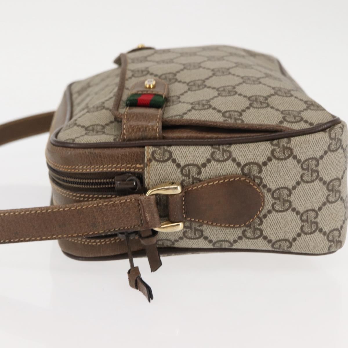 GUCCI GG Supreme Web Sherry Line Bag PVC Beige Gold 904 02 049 Auth ep10959