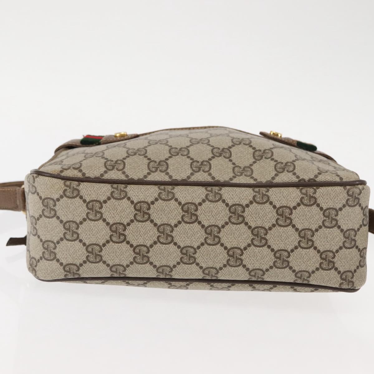 GUCCI GG Supreme Web Sherry Line Bag PVC Beige Gold 904 02 049 Auth ep10959