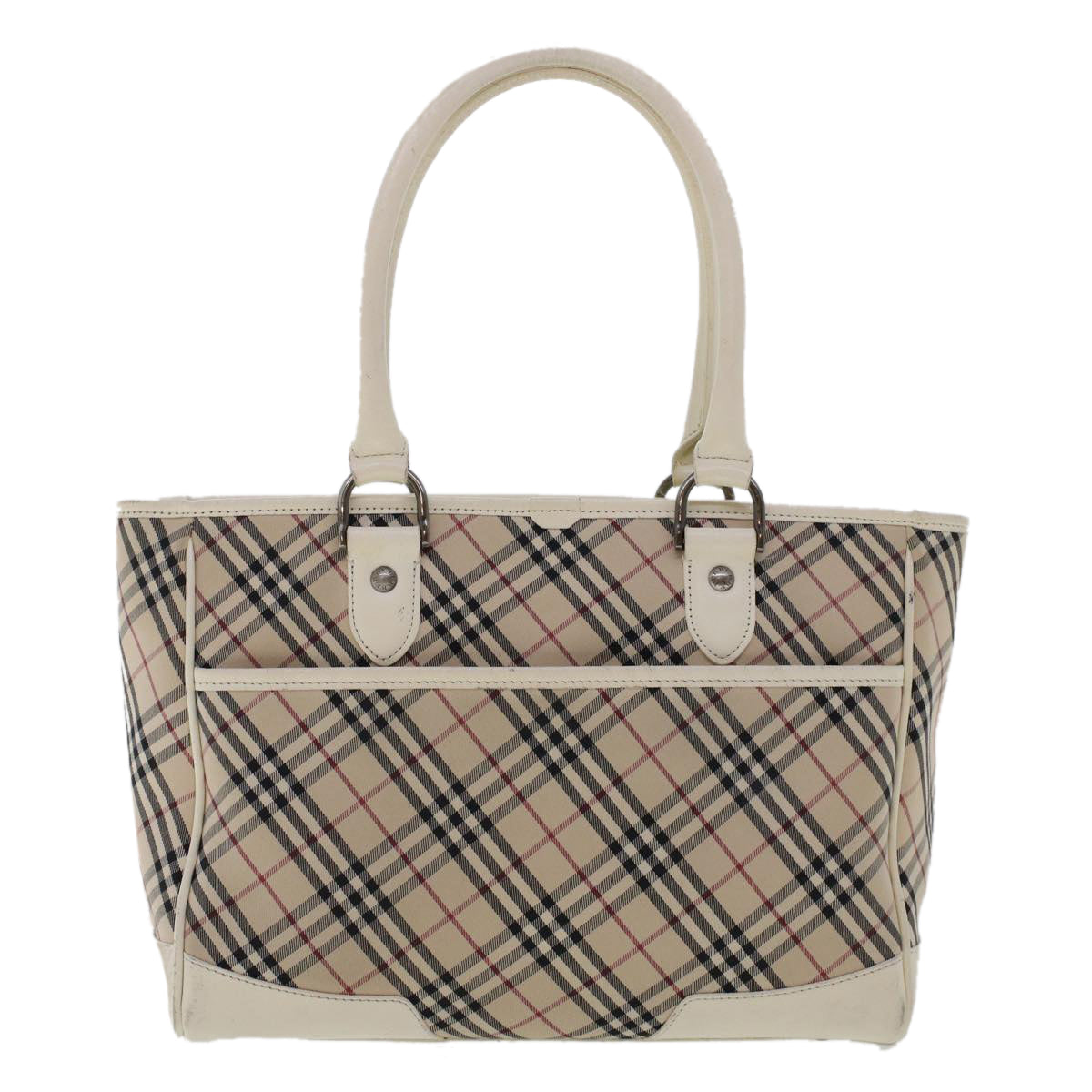 BURBERRY Nova Check Hand Bag Nylon Leather Beige Auth ep1096