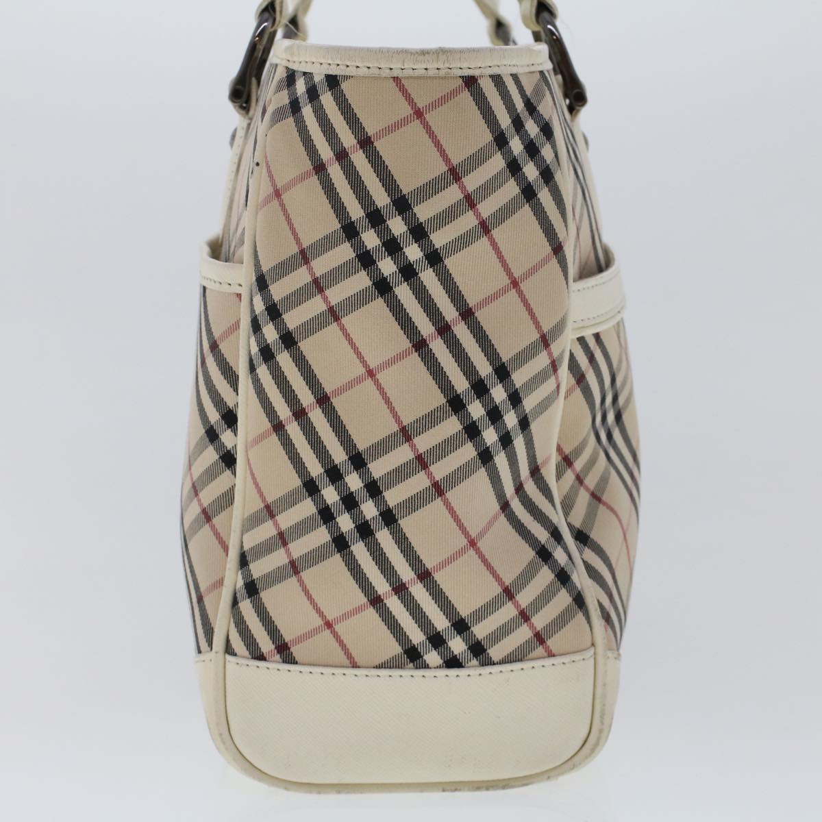 BURBERRY Nova Check Hand Bag Nylon Leather Beige Auth ep1096