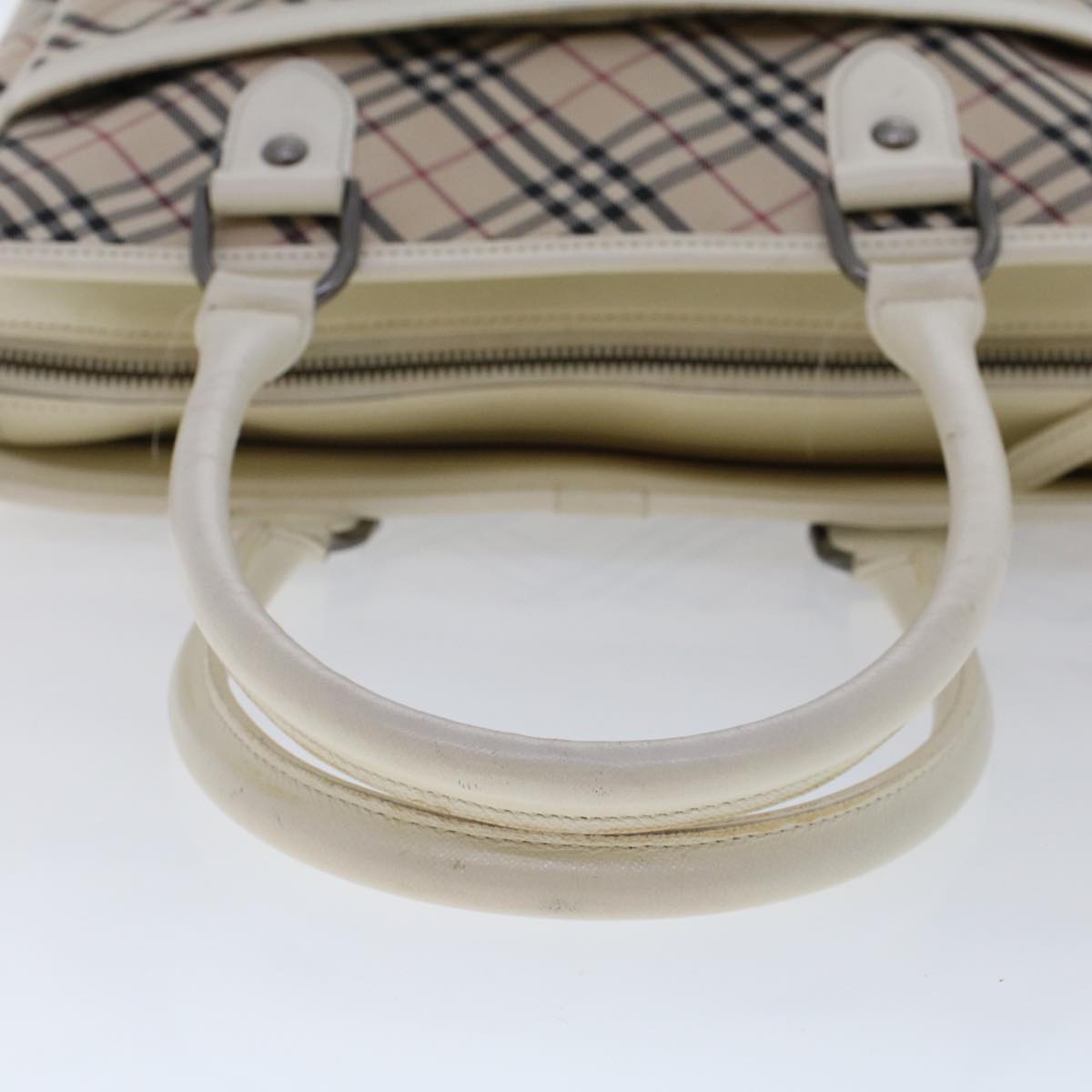 BURBERRY Nova Check Hand Bag Nylon Leather Beige Auth ep1096