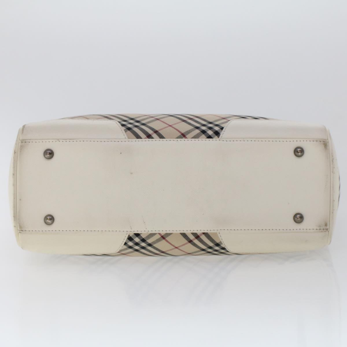 BURBERRY Nova Check Hand Bag Nylon Leather Beige Auth ep1096