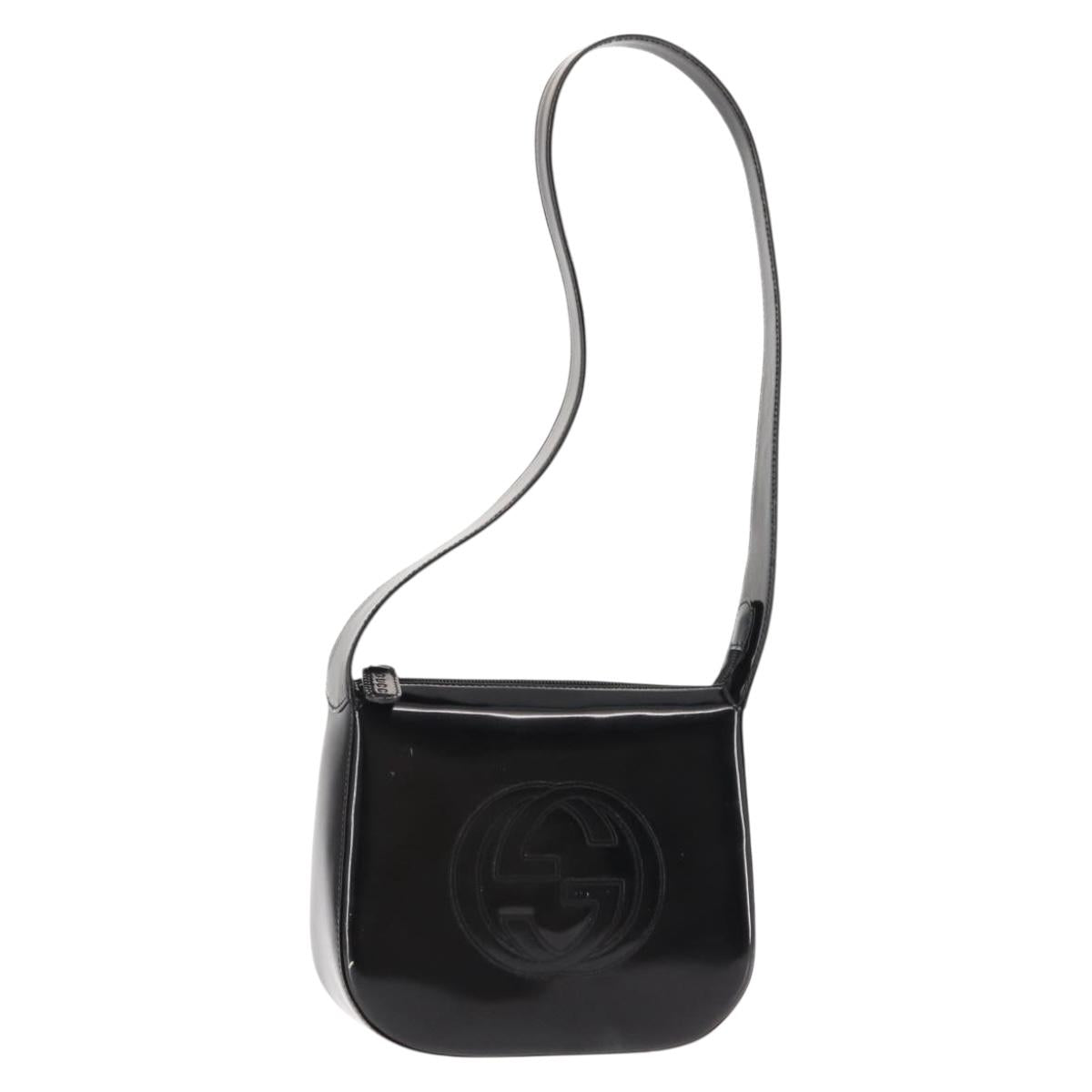 GUCCI Shoulder Bag Patent leather Black Auth ep10963