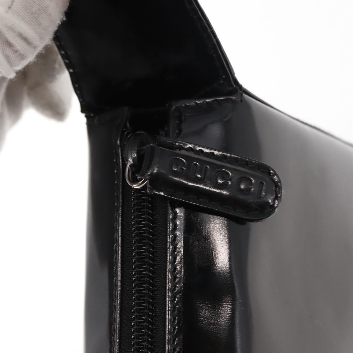 GUCCI Shoulder Bag Patent leather Black Auth ep10963