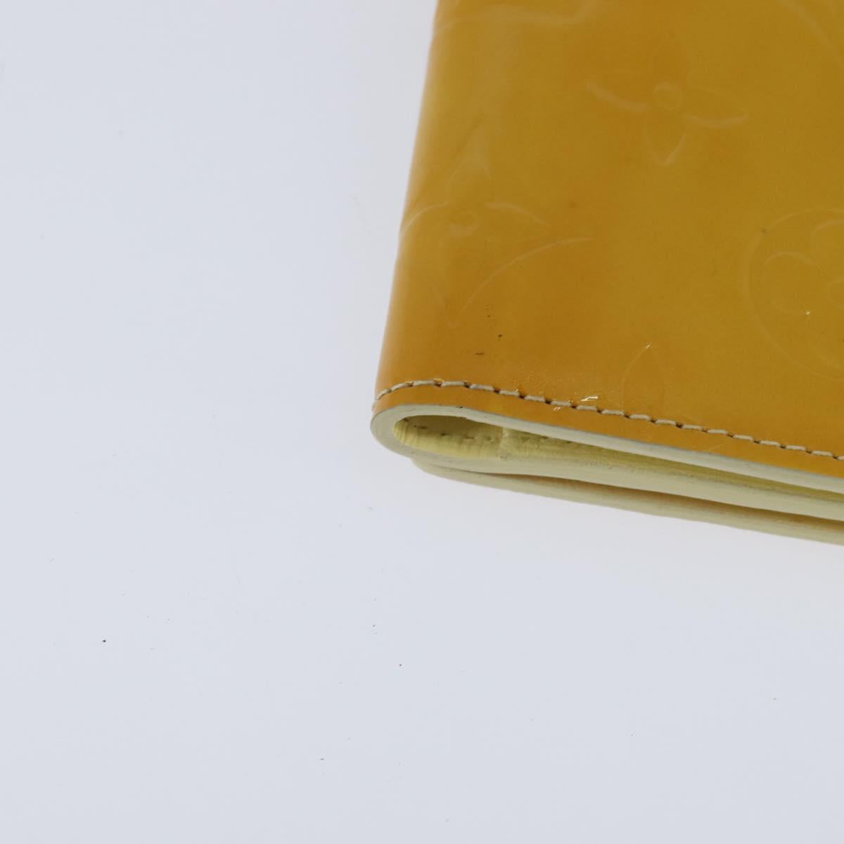 LOUIS VUITTON Monogram Vernis Walker Wallet Lime Yellow M91074 LV Auth ep10966