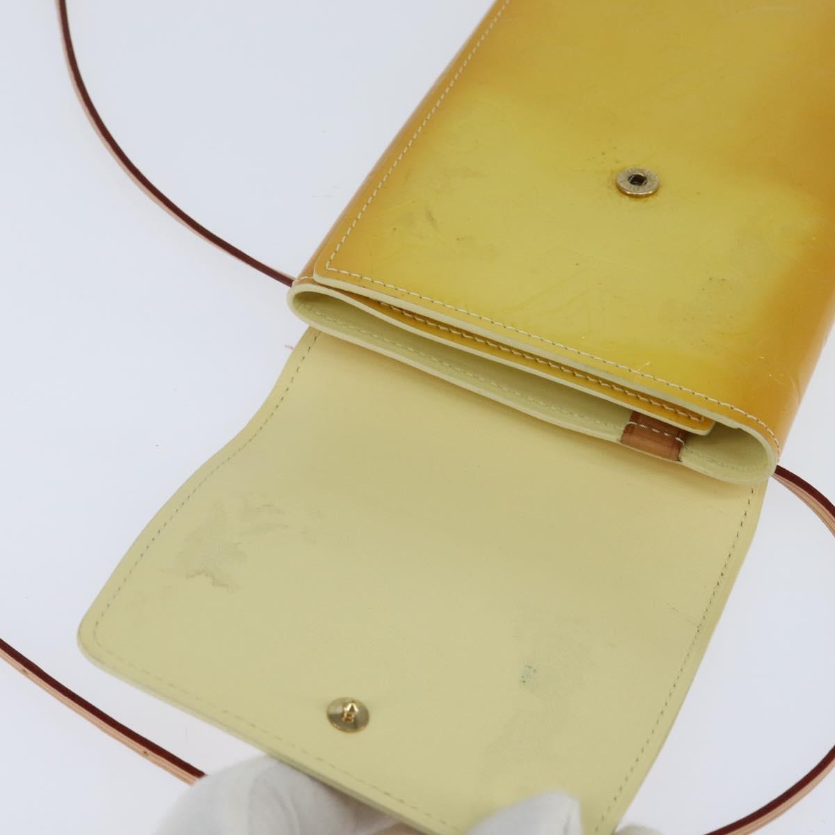 LOUIS VUITTON Monogram Vernis Walker Wallet Lime Yellow M91074 LV Auth ep10966