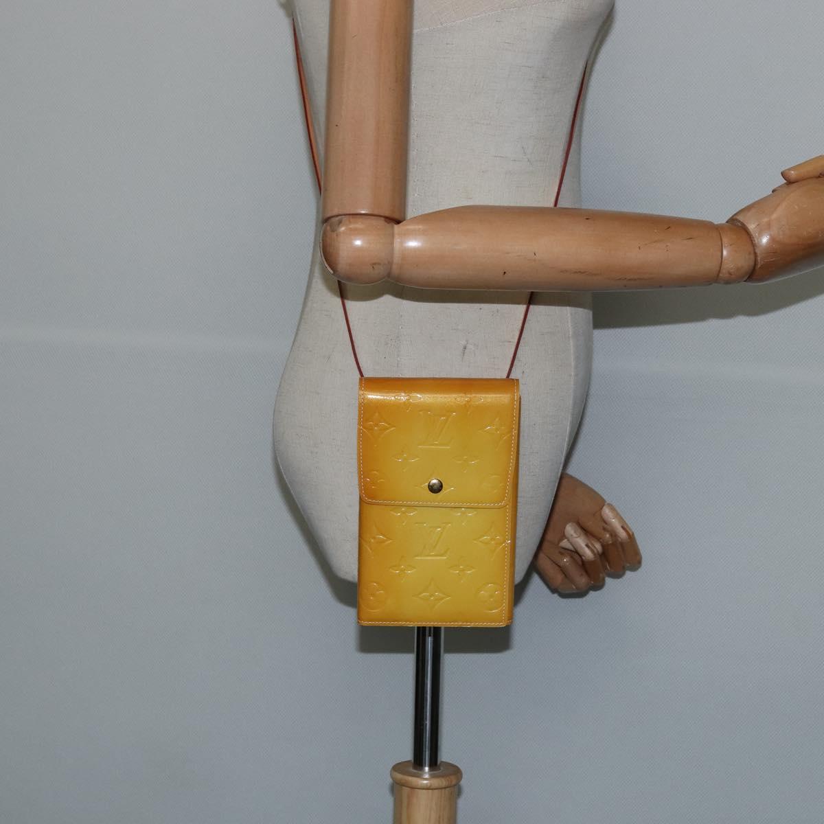 LOUIS VUITTON Monogram Vernis Walker Wallet Lime Yellow M91074 LV Auth ep10966