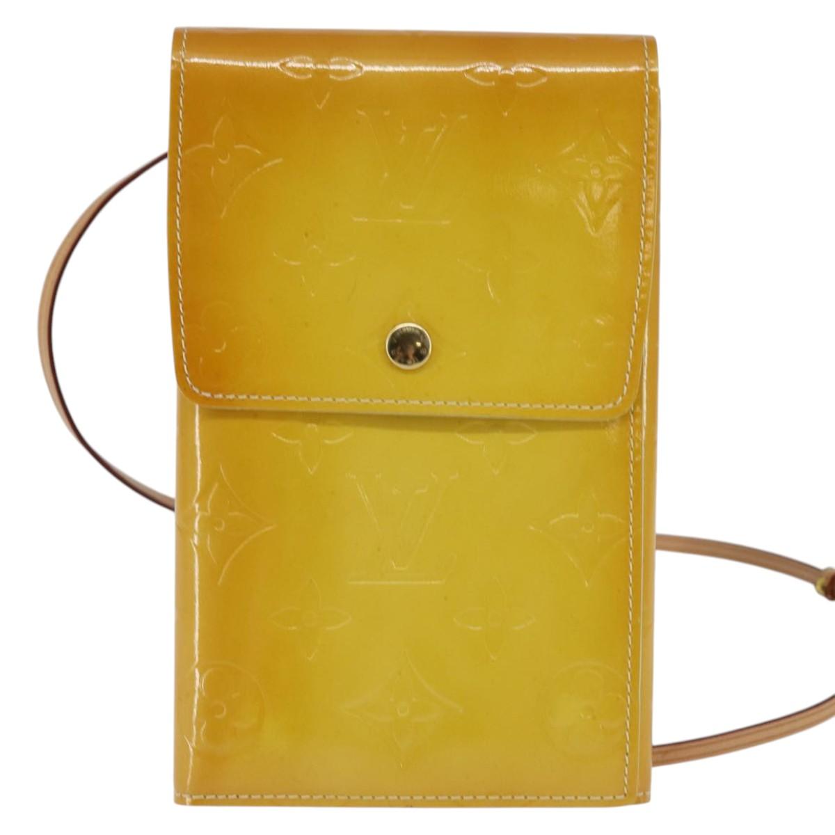 LOUIS VUITTON Monogram Vernis Walker Wallet Lime Yellow M91074 LV Auth ep10966