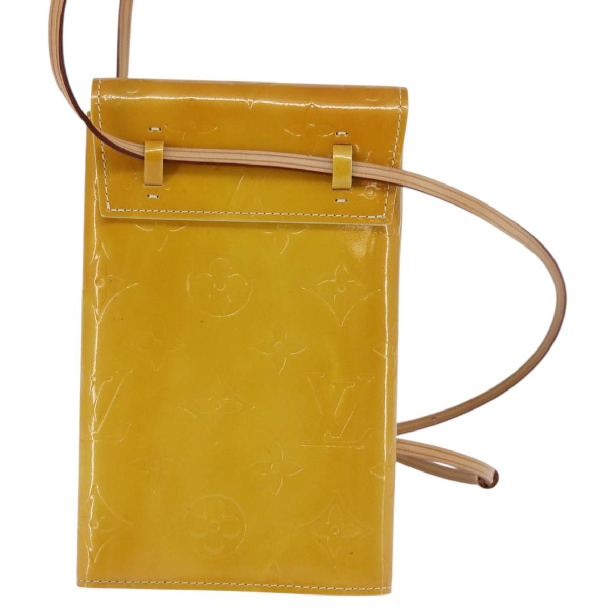 LOUIS VUITTON Monogram Vernis Walker Wallet Lime Yellow M91074 LV Auth ep10966