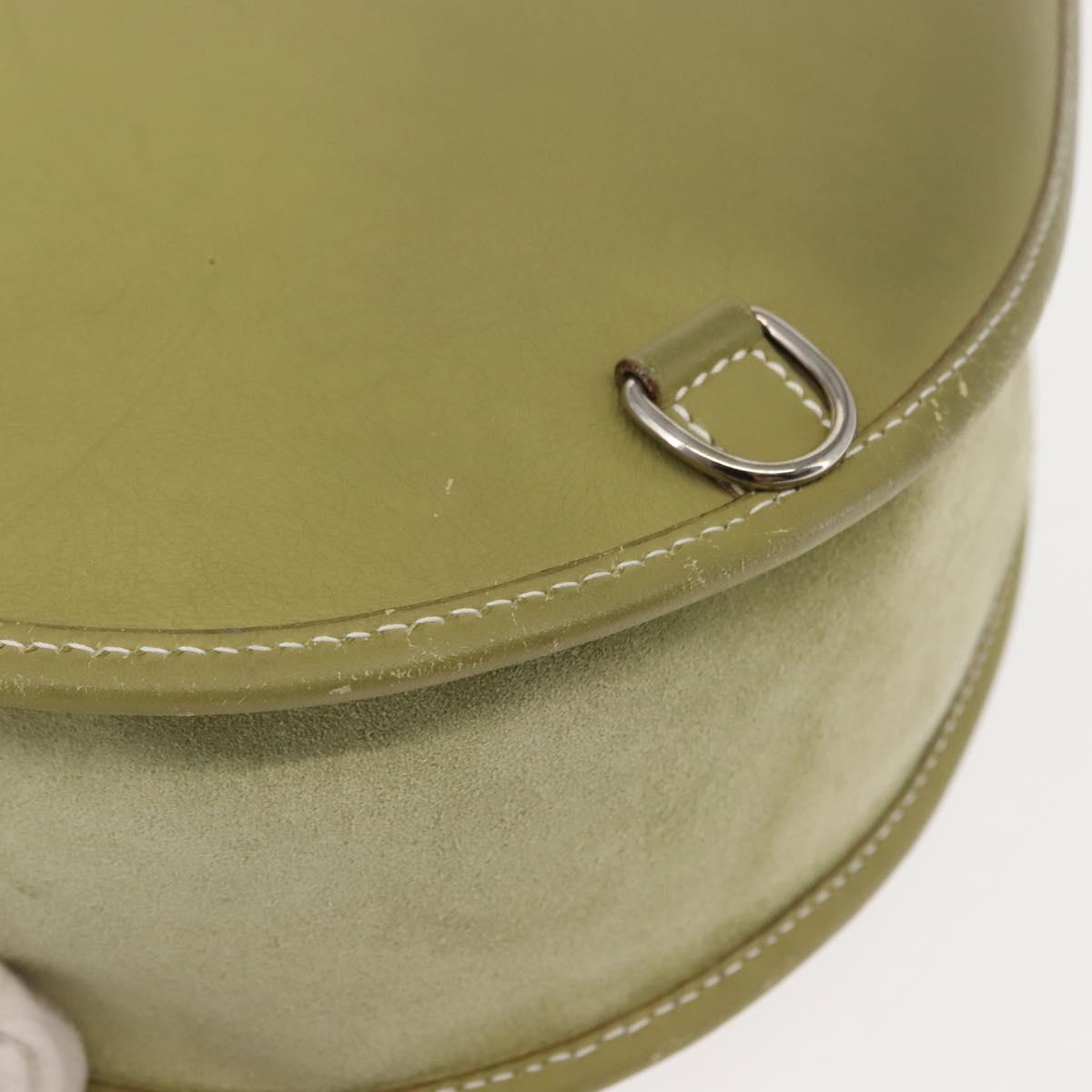 GUCCI Horsebit Shoulder Bag Suede Green Auth ep10969