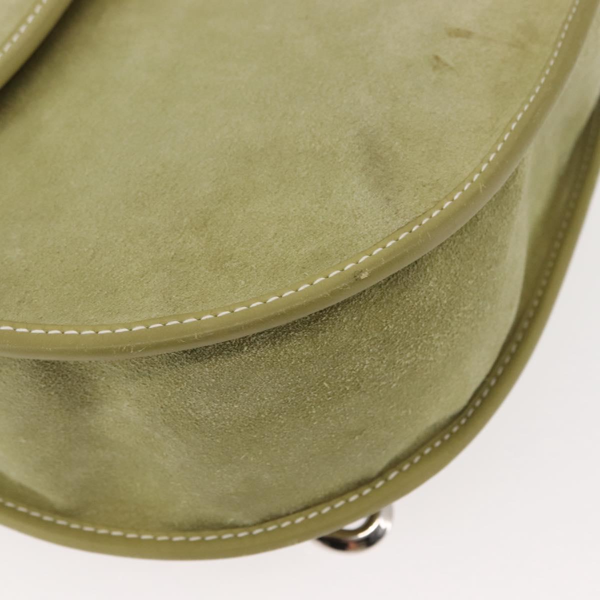 GUCCI Horsebit Shoulder Bag Suede Green Auth ep10969