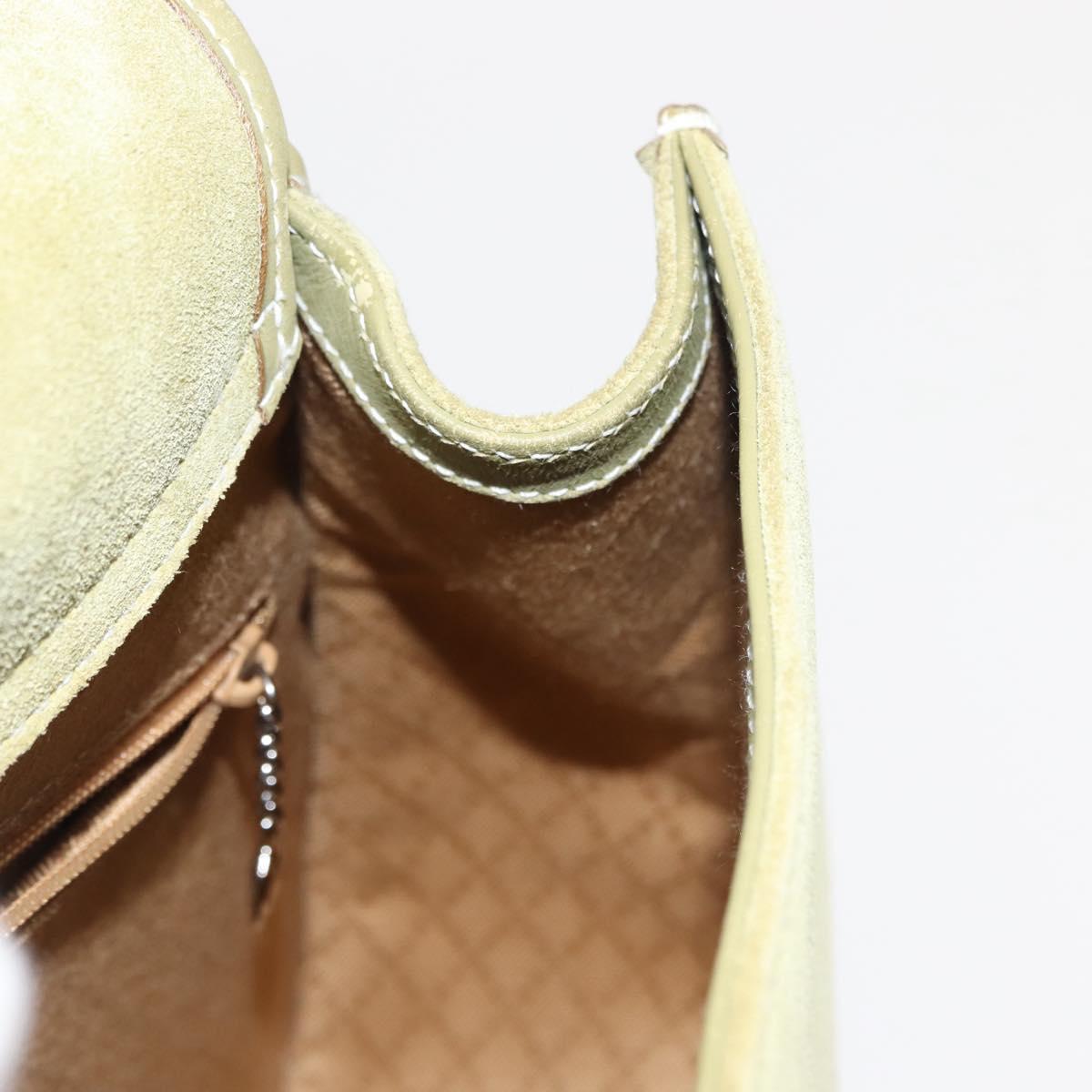 GUCCI Horsebit Shoulder Bag Suede Green Auth ep10969