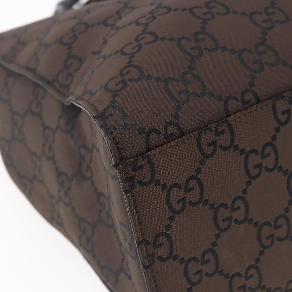 GUCCI GG Canvas Bamboo Hand Bag Nylon Brown Auth ep10973