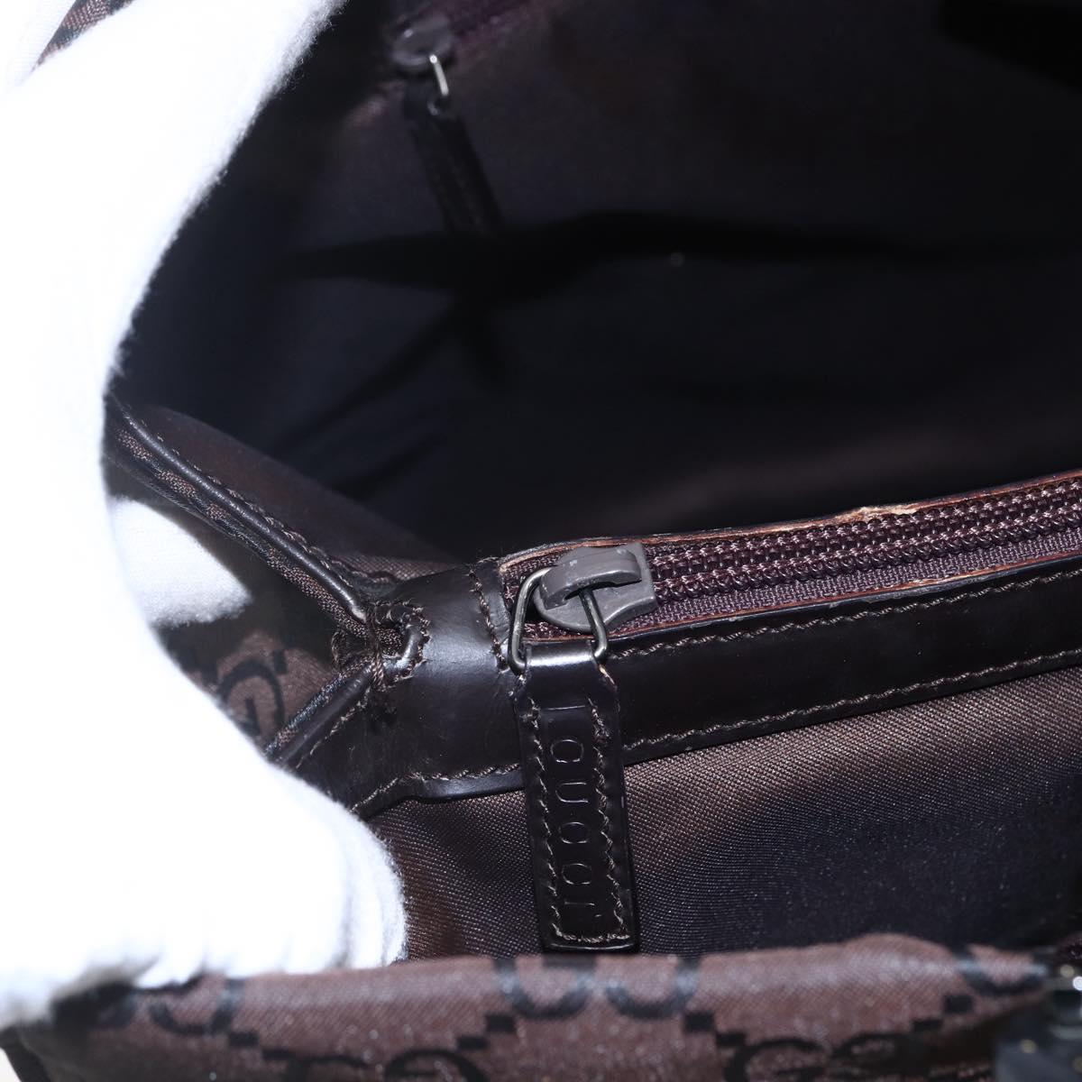 GUCCI GG Canvas Bamboo Hand Bag Nylon Brown Auth ep10973