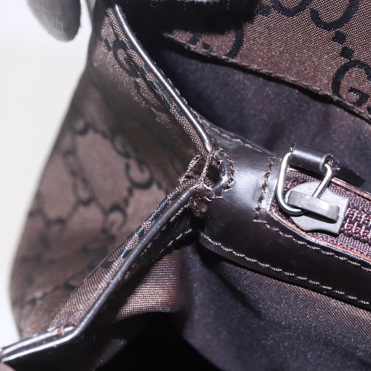 GUCCI GG Canvas Bamboo Hand Bag Nylon Brown Auth ep10973