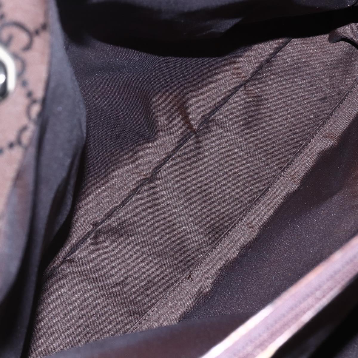 GUCCI GG Canvas Bamboo Hand Bag Nylon Brown Auth ep10973