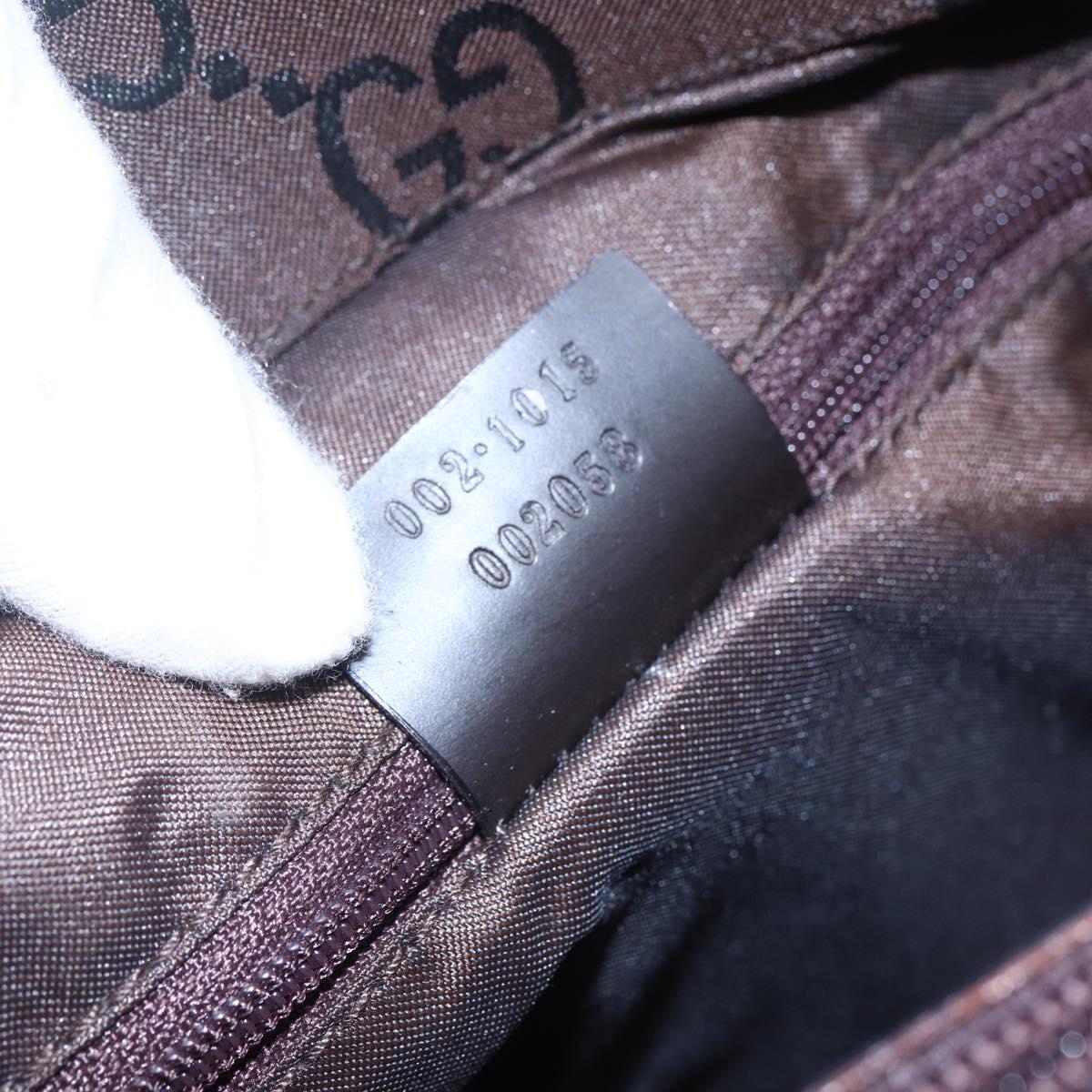 GUCCI GG Canvas Bamboo Hand Bag Nylon Brown Auth ep10973