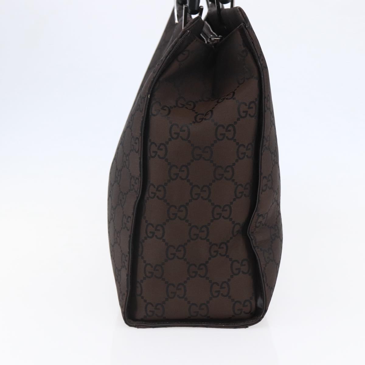 GUCCI GG Canvas Bamboo Hand Bag Nylon Brown Auth ep10973
