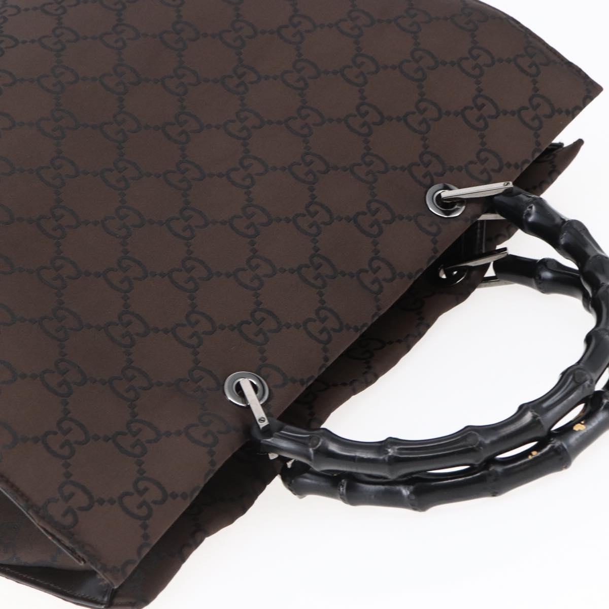 GUCCI GG Canvas Bamboo Hand Bag Nylon Brown Auth ep10973