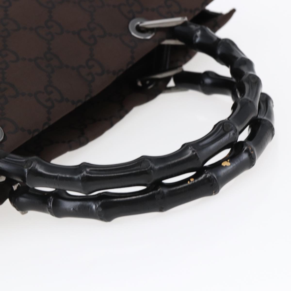GUCCI GG Canvas Bamboo Hand Bag Nylon Brown Auth ep10973