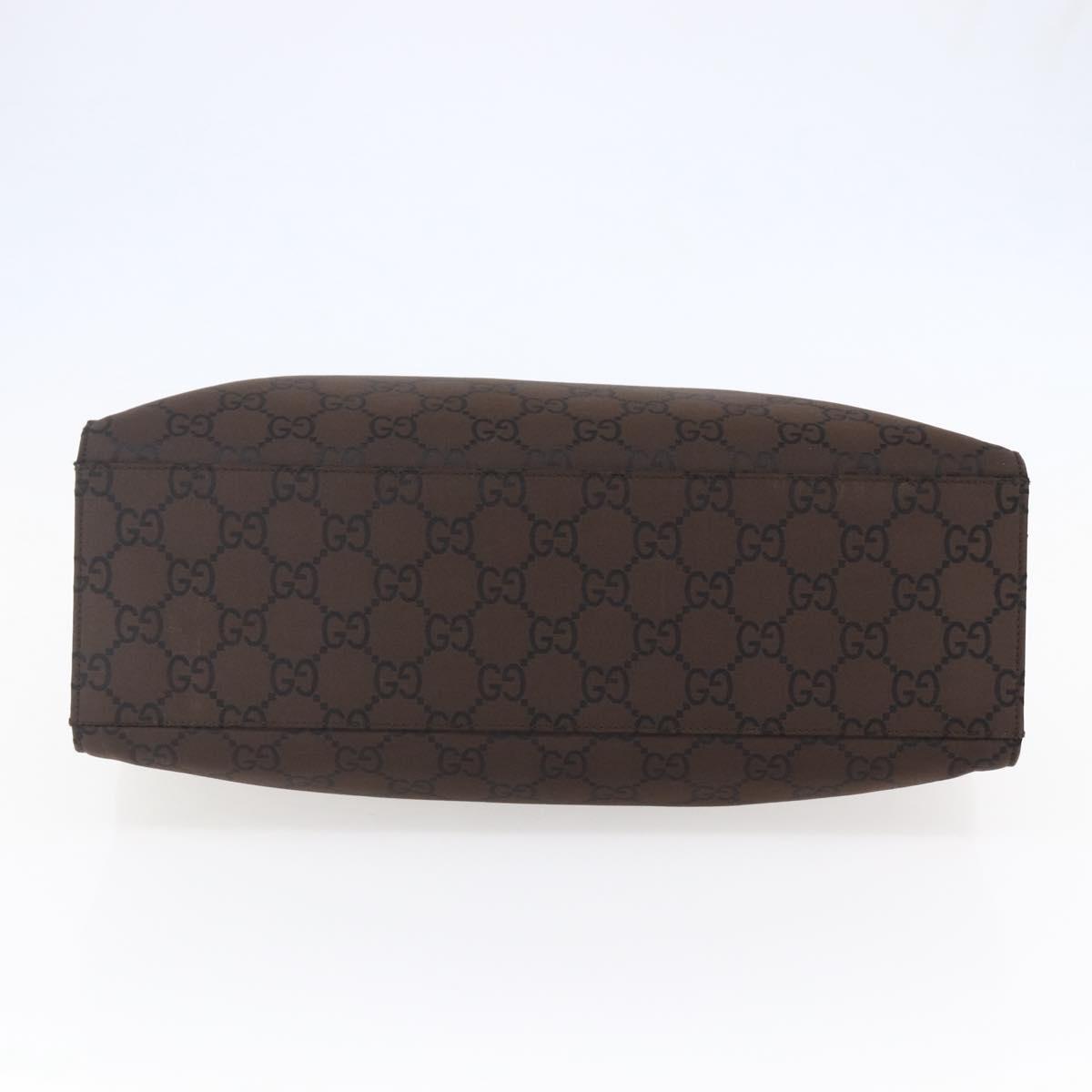 GUCCI GG Canvas Bamboo Hand Bag Nylon Brown Auth ep10973