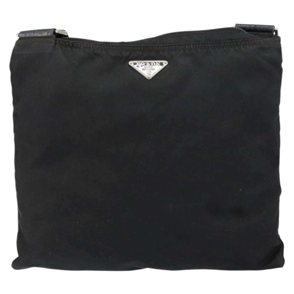 PRADA Shoulder Bag Nylon Black Silver Auth ep10975