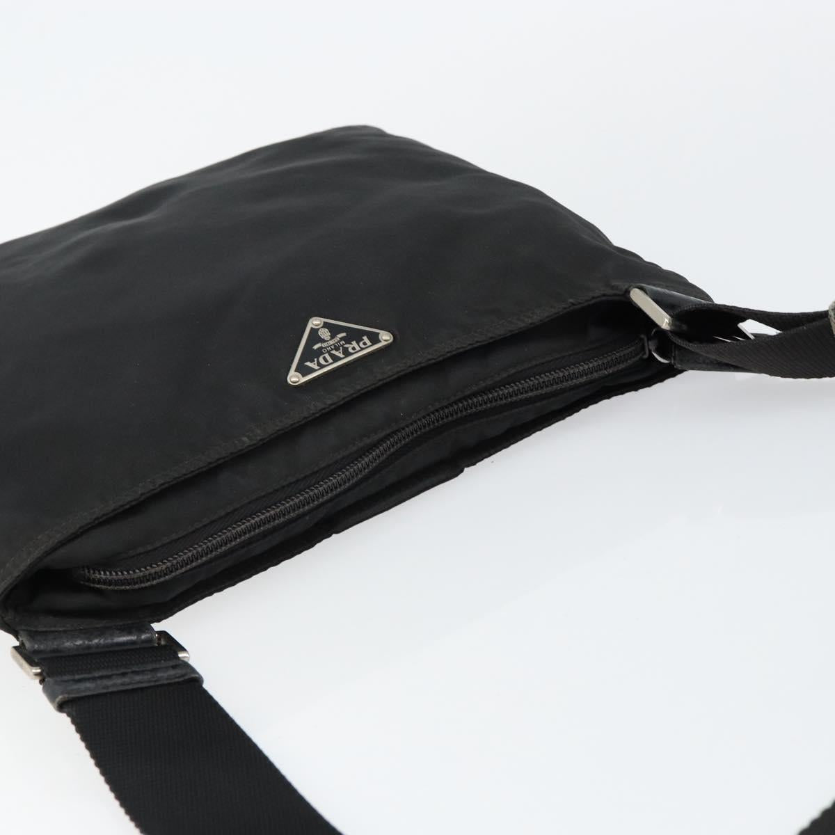 PRADA Shoulder Bag Nylon Black Silver Auth ep10975