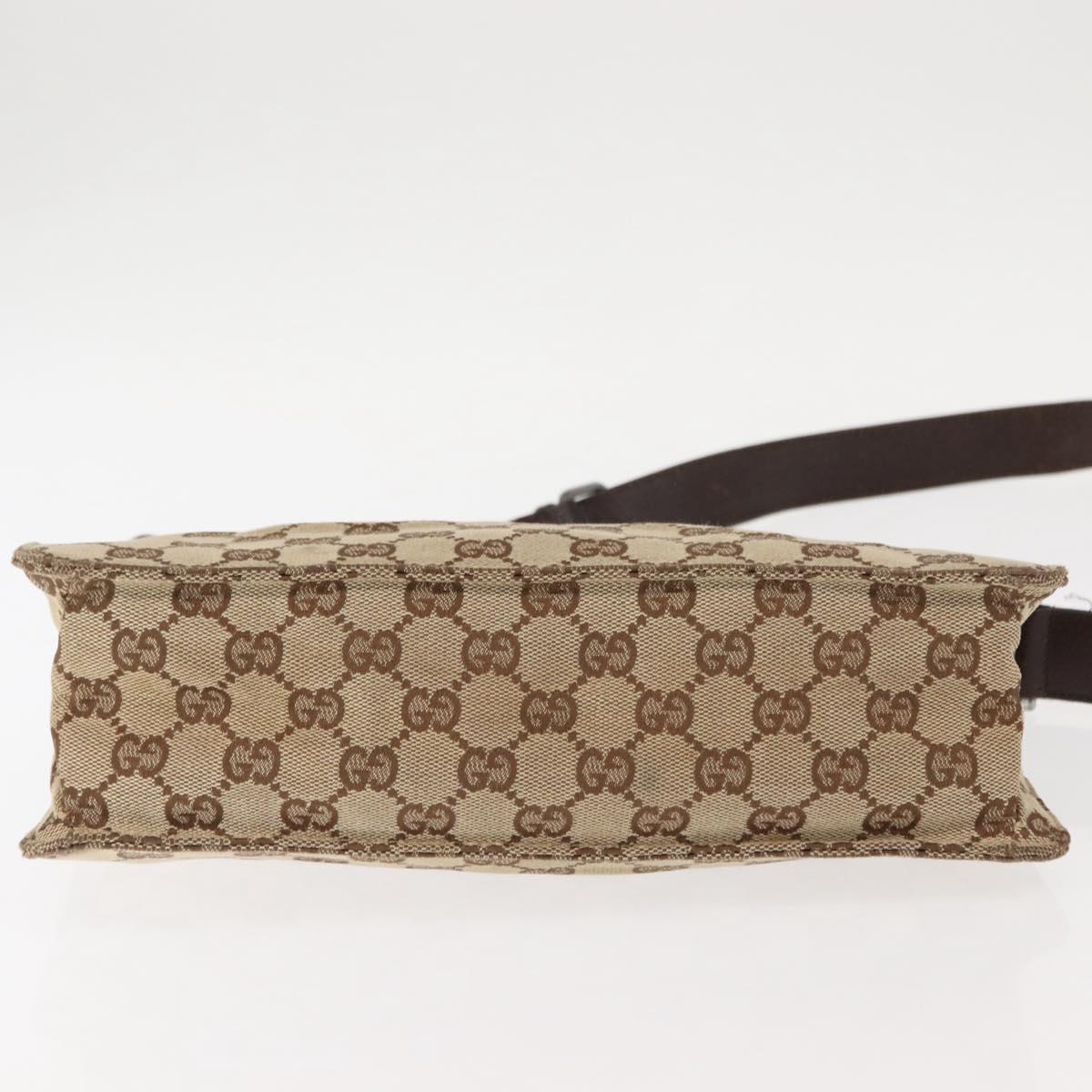 GUCCI GG Canvas Shoulder Bag Beige Silver 120841 Auth ep10981