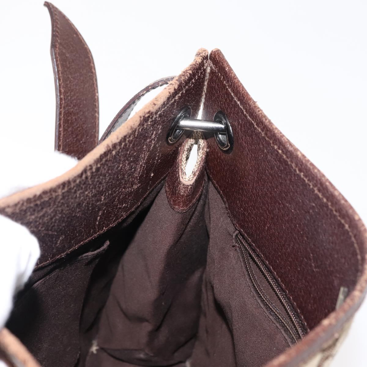 GUCCI GG Canvas Shoulder Bag Beige Silver 120841 Auth ep10981