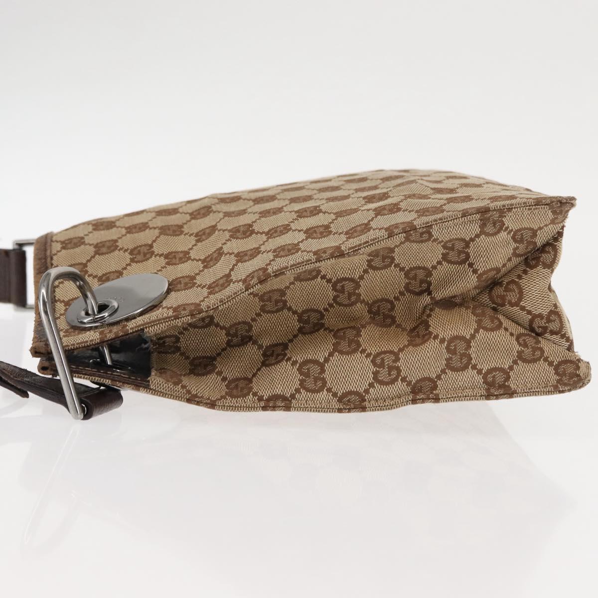 GUCCI GG Canvas Shoulder Bag Beige Silver 120841 Auth ep10981