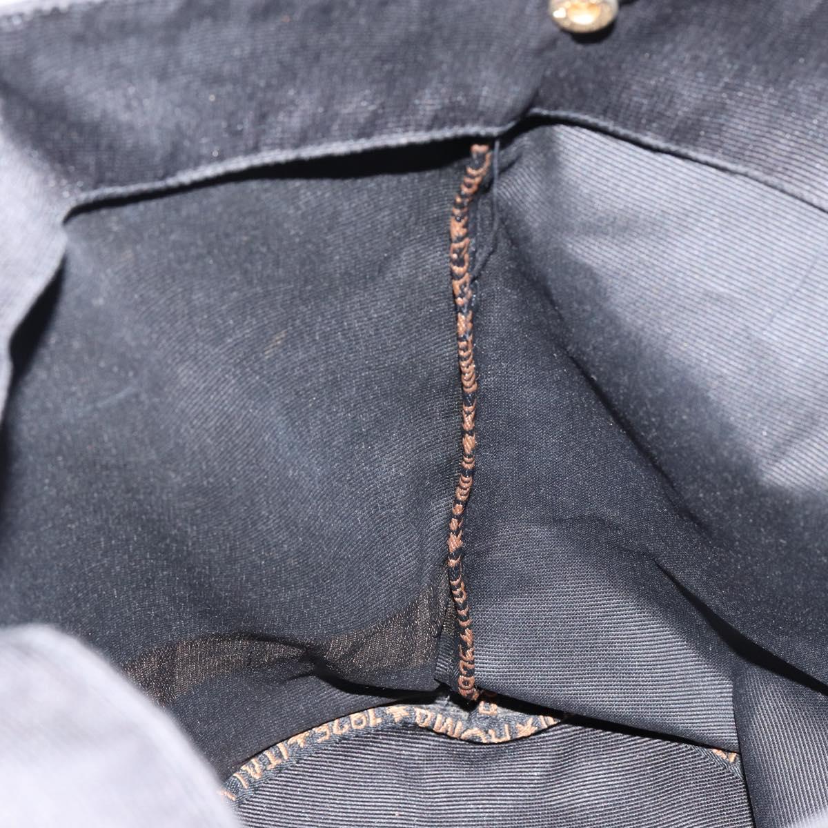 FENDI Hand Bag Nylon Black Gold Auth ep10985