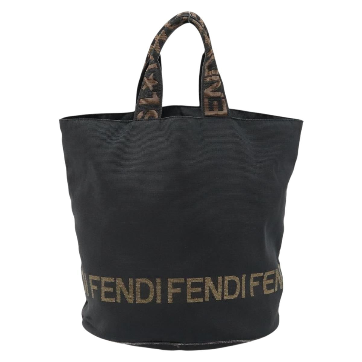 FENDI Hand Bag Nylon Black Gold Auth ep10985