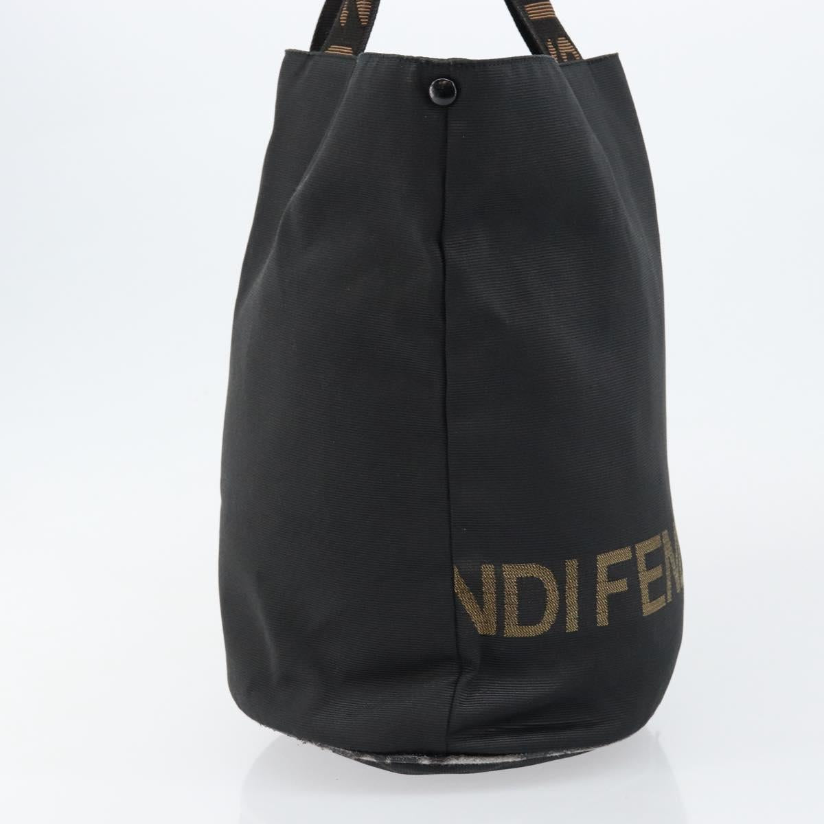 FENDI Hand Bag Nylon Black Gold Auth ep10985