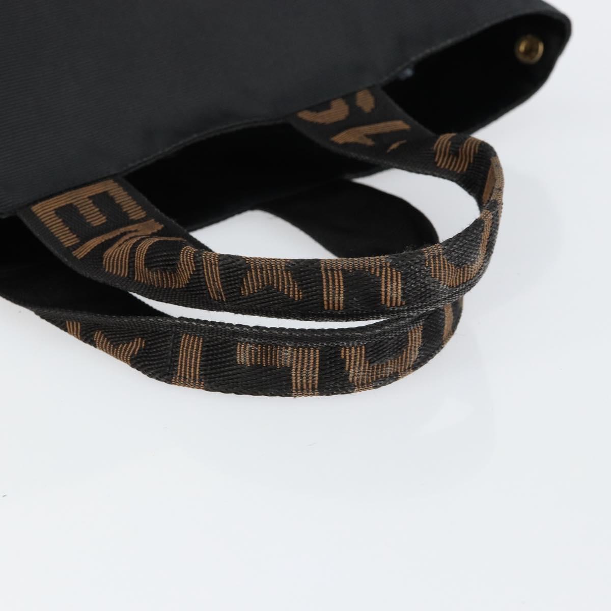 FENDI Hand Bag Nylon Black Gold Auth ep10985