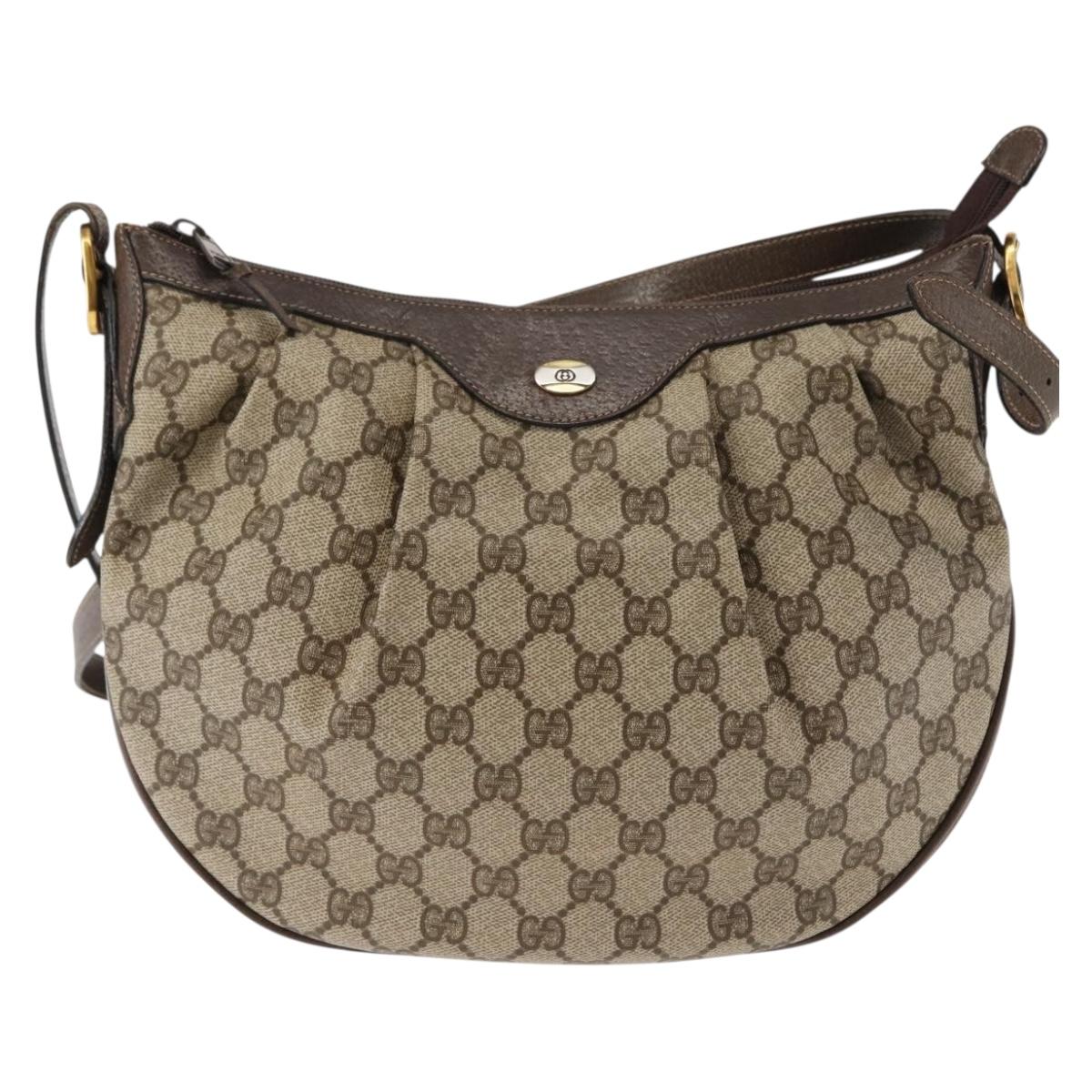 GUCCI GG Supreme Shoulder Bag PVC Beige Gold 72 02 058 Auth ep10986