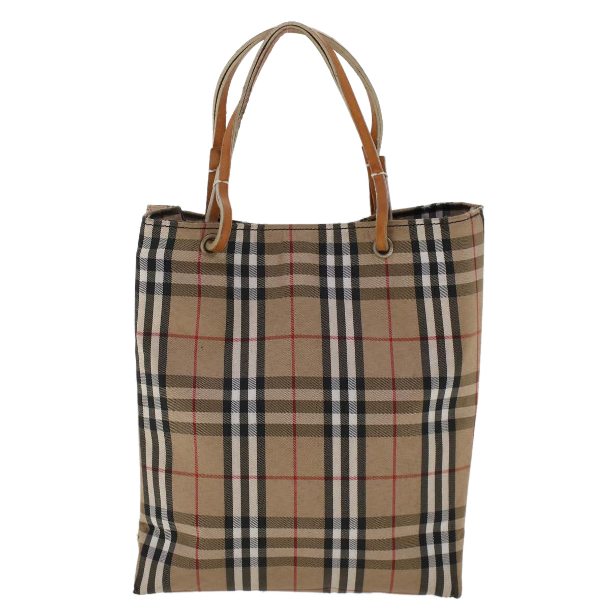 BURBERRY Nova Check Hand Bag Nylon Beige Auth ep1099