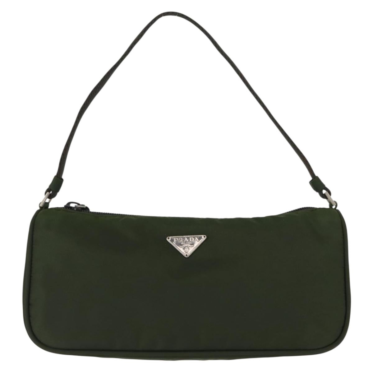 PRADA Accessory Pouch Nylon Khaki Auth ep10991