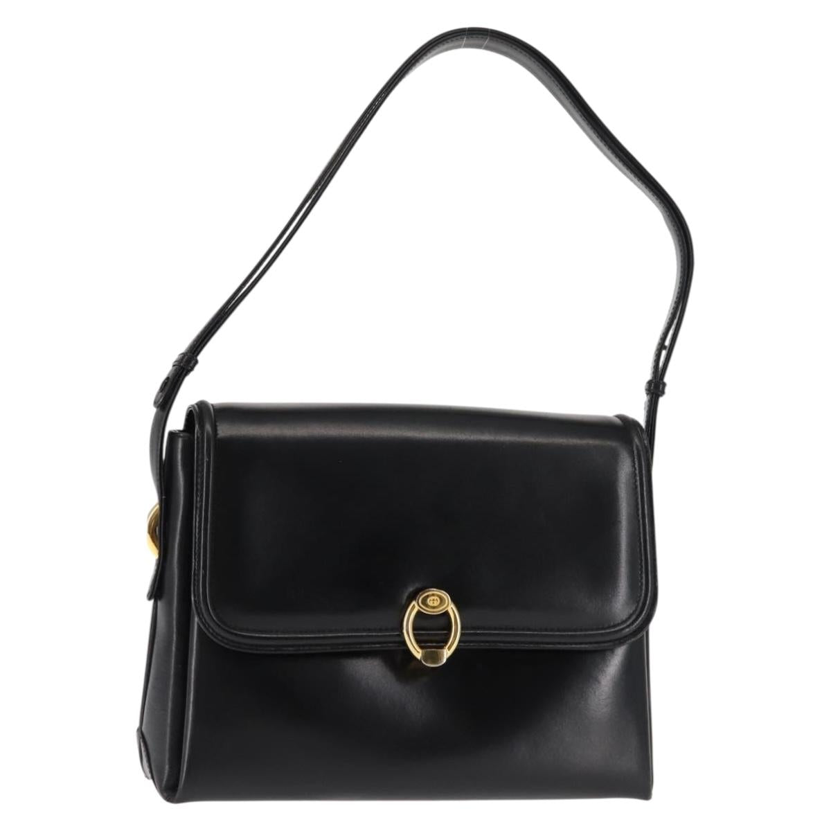 GUCCI Shoulder Bag Leather Black Auth ep10994