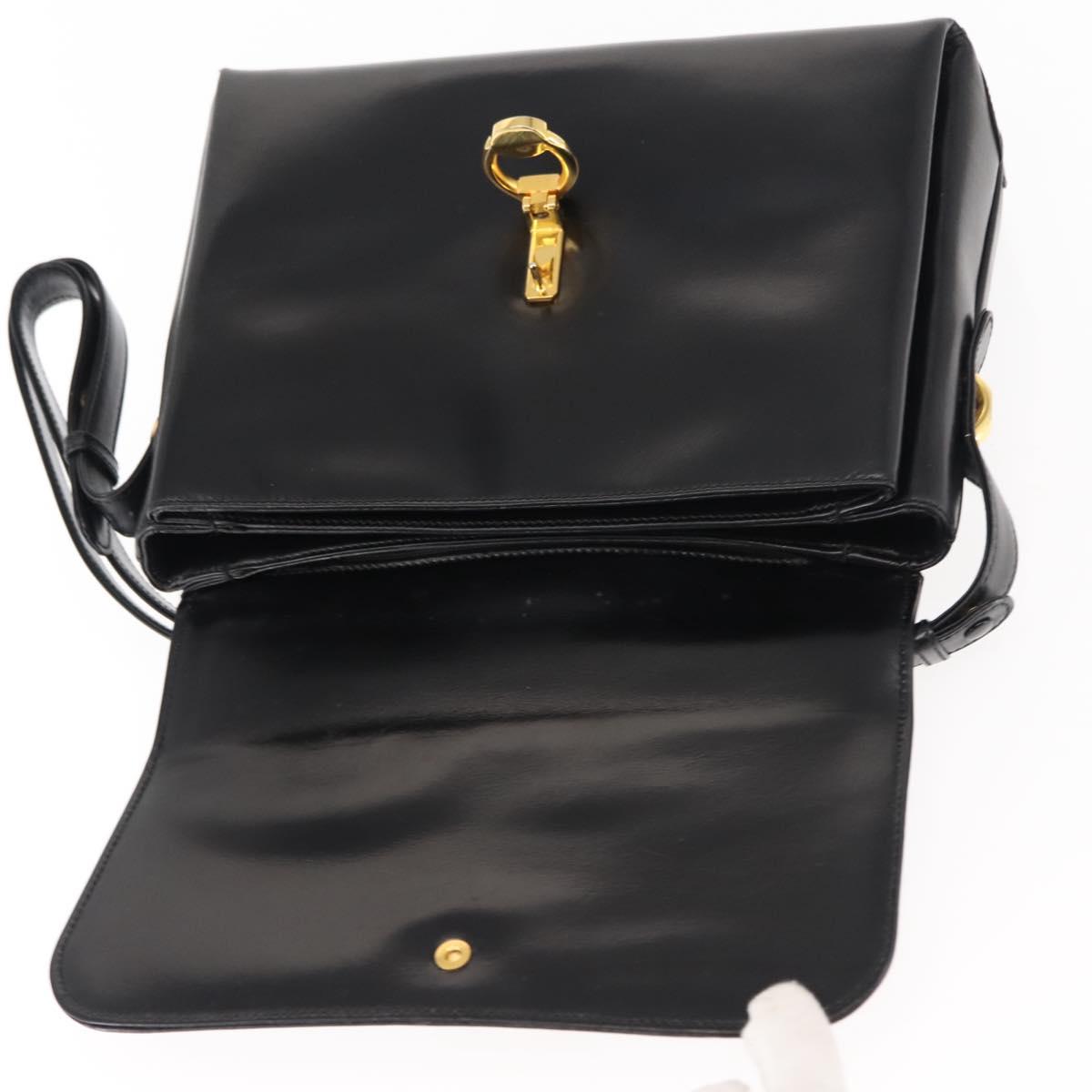 GUCCI Shoulder Bag Leather Black Auth ep10994