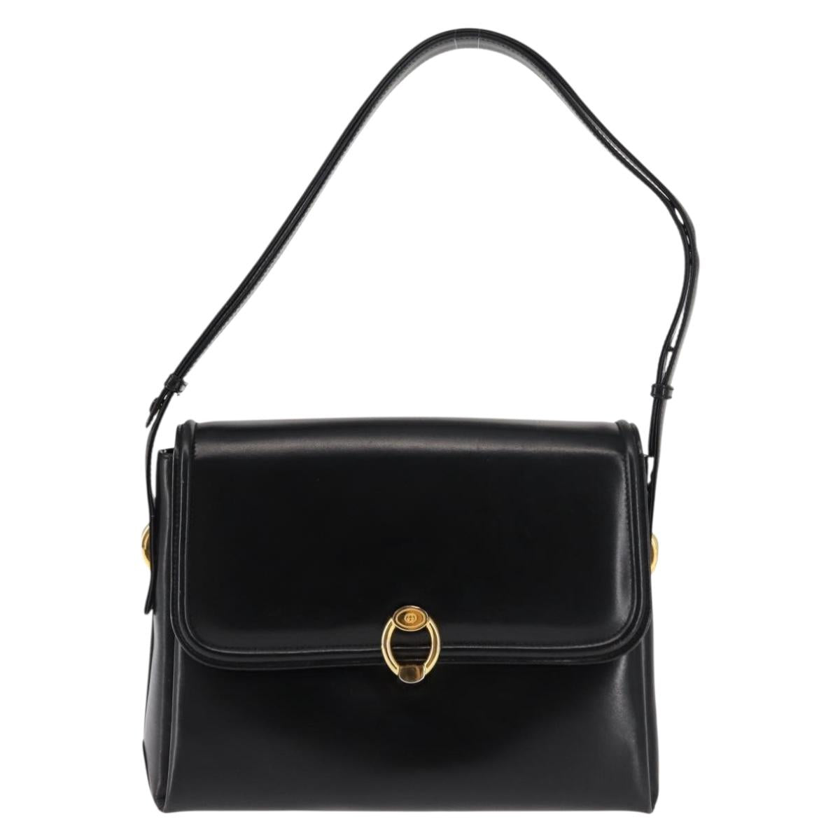GUCCI Shoulder Bag Leather Black Auth ep10994
