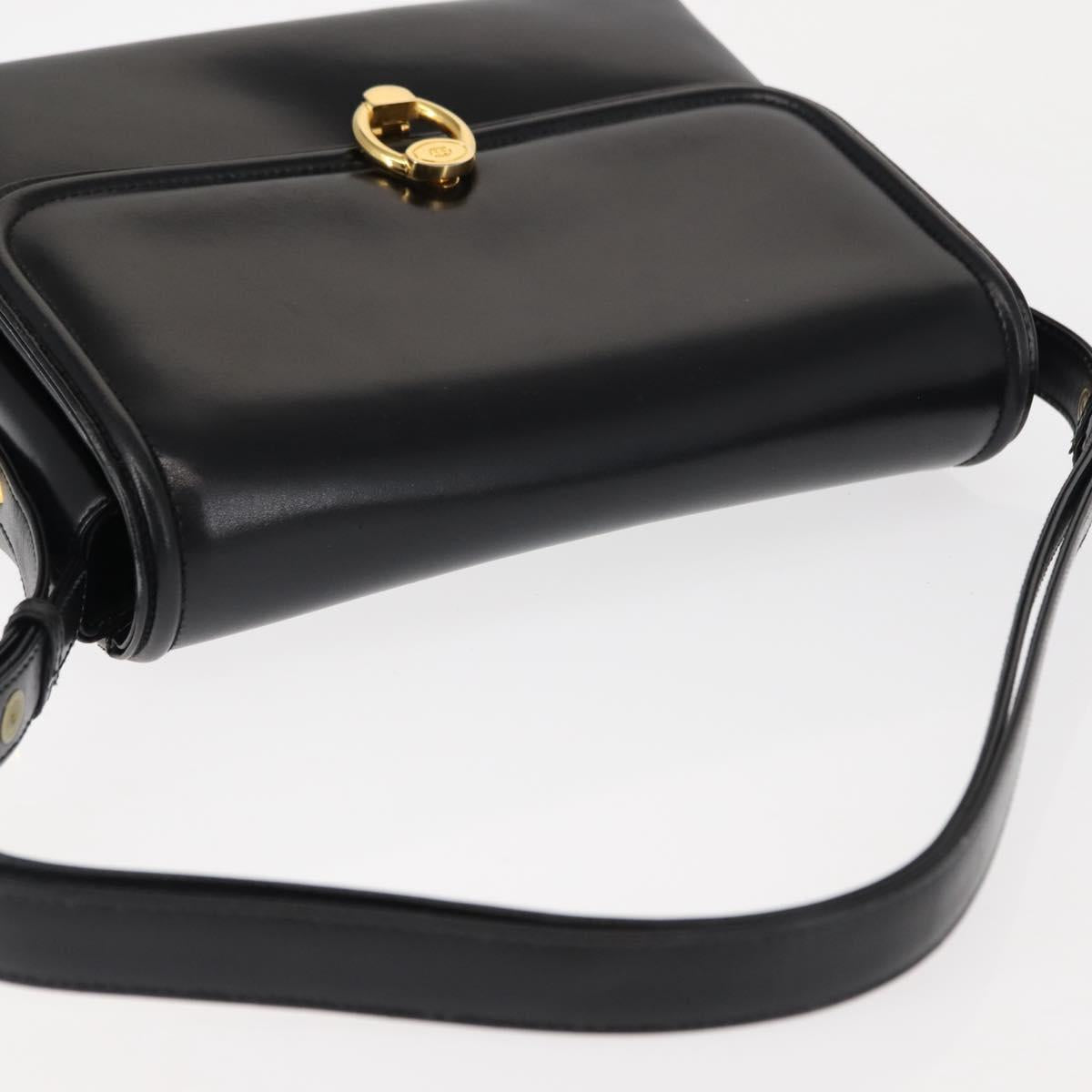 GUCCI Shoulder Bag Leather Black Auth ep10994