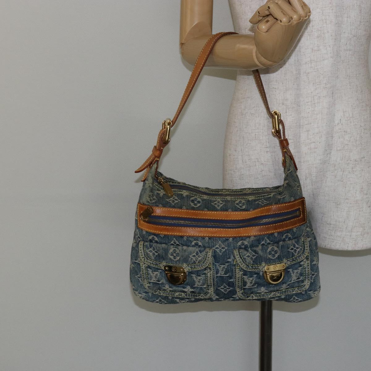 LOUIS VUITTON Monogram Denim Buggy PM Shoulder Bag Blue M95049 LV Auth ep10995