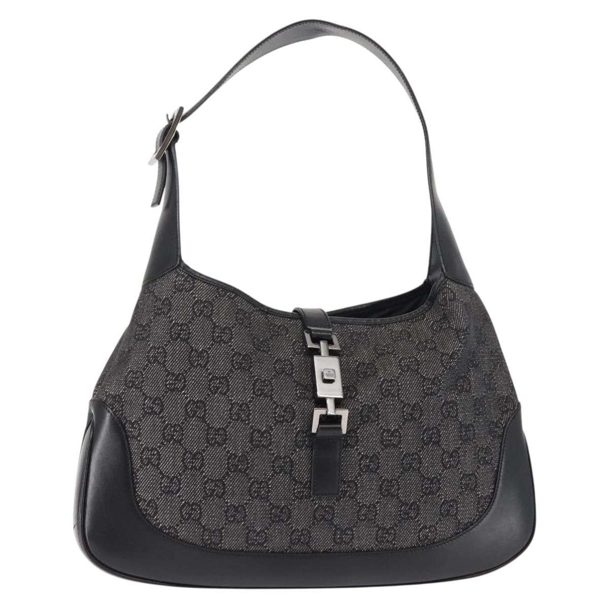 GUCCI GG Canvas Jackie Shoulder Bag Black Auth ep11000